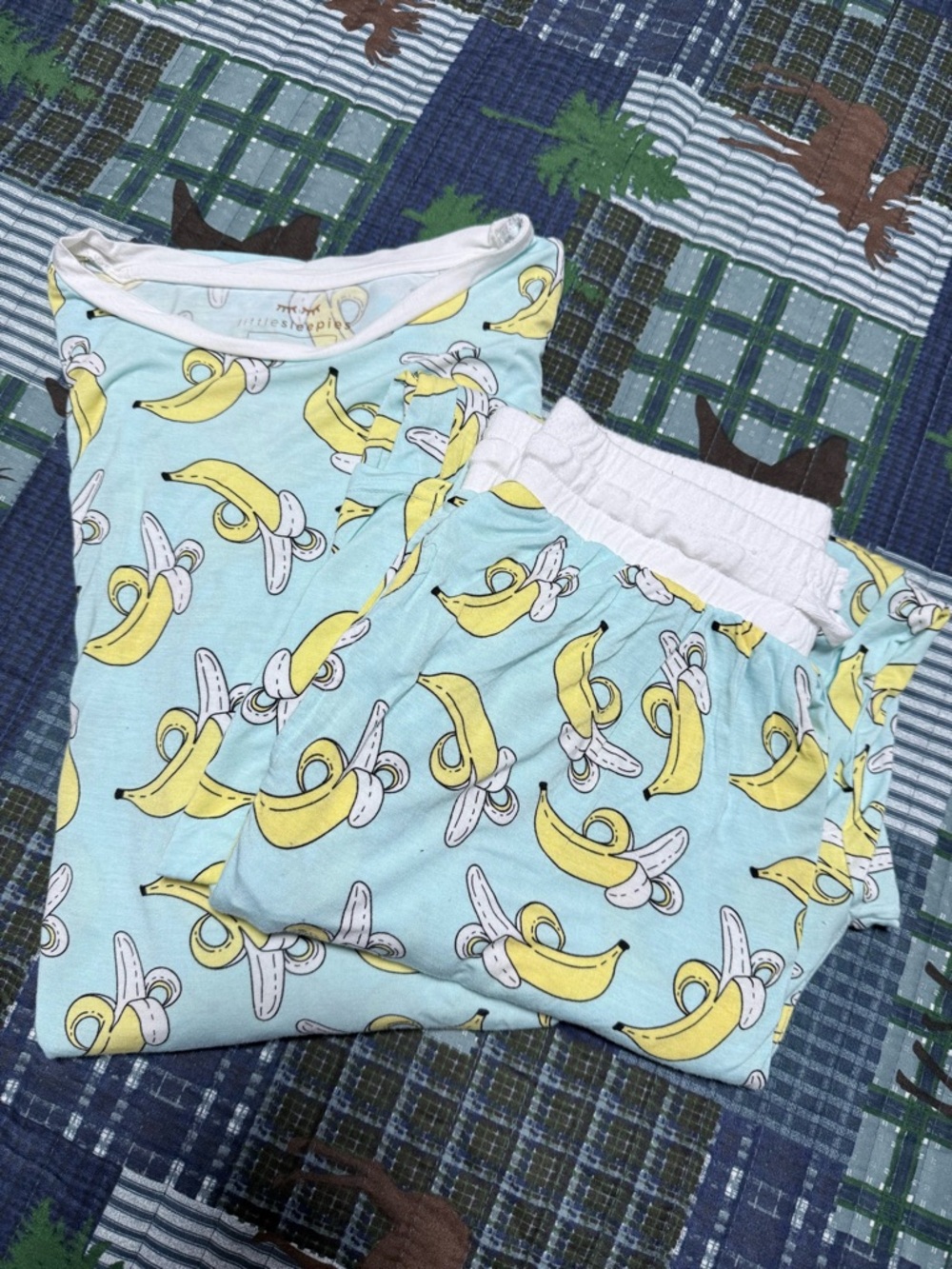 Little Sleepies Bananas Small Men’s Pajama Top and pants Euc